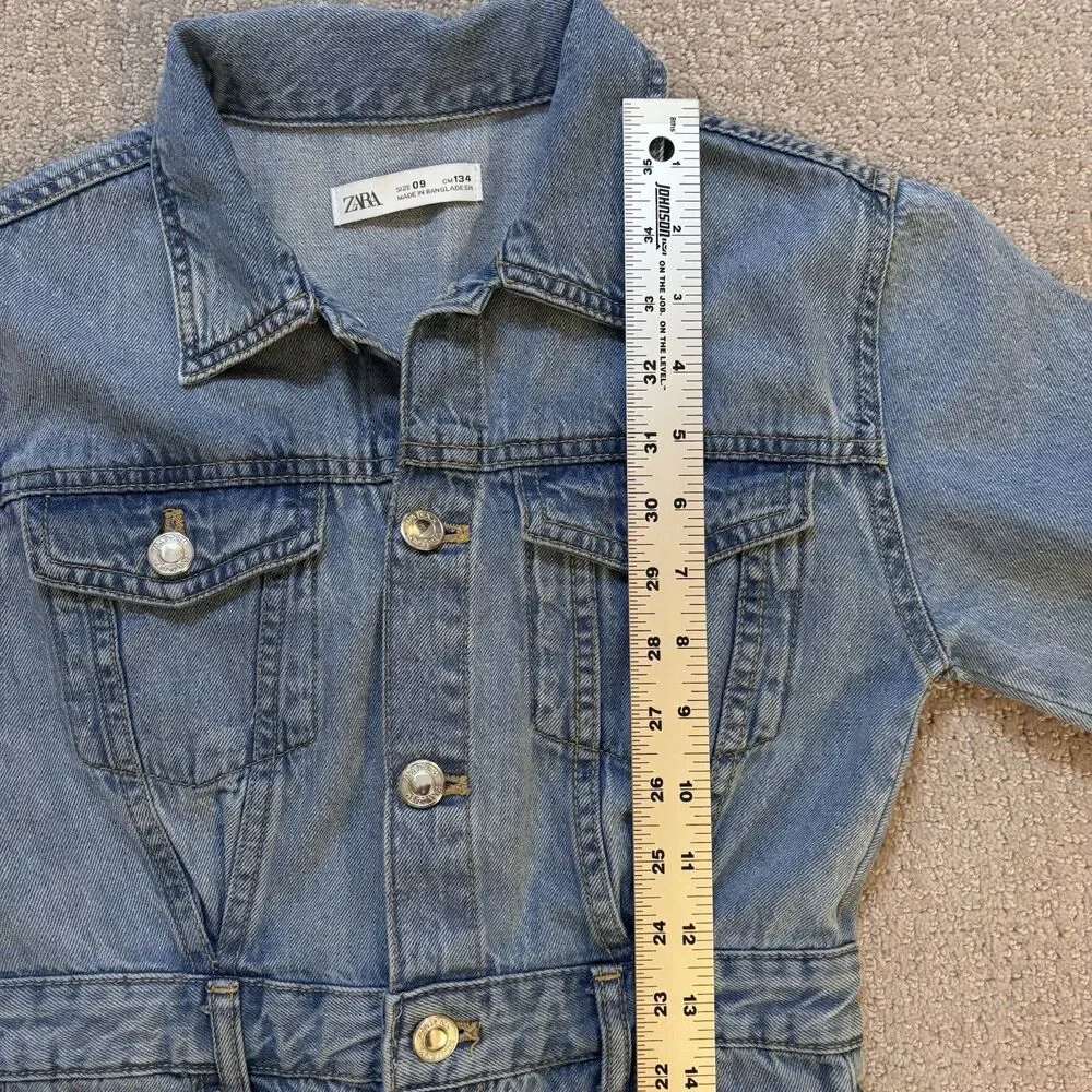ZARA Girls Sz 9 Denim Blue Jean Utility Jumpsuit Wide Leg Streetwear